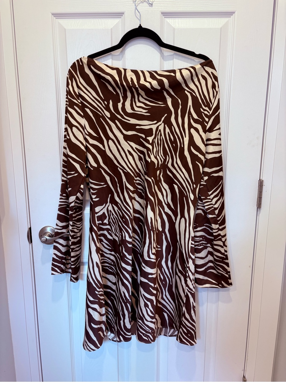 Reformation Brown and Cream Zebra-Print Mini Dress #1002
